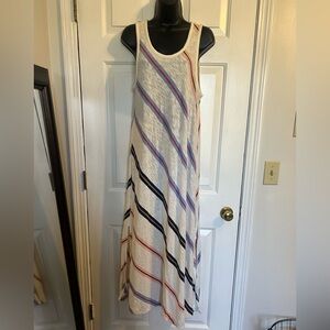 Lou & Grey Cream Maxi Dress with Blue and Pink Stripes